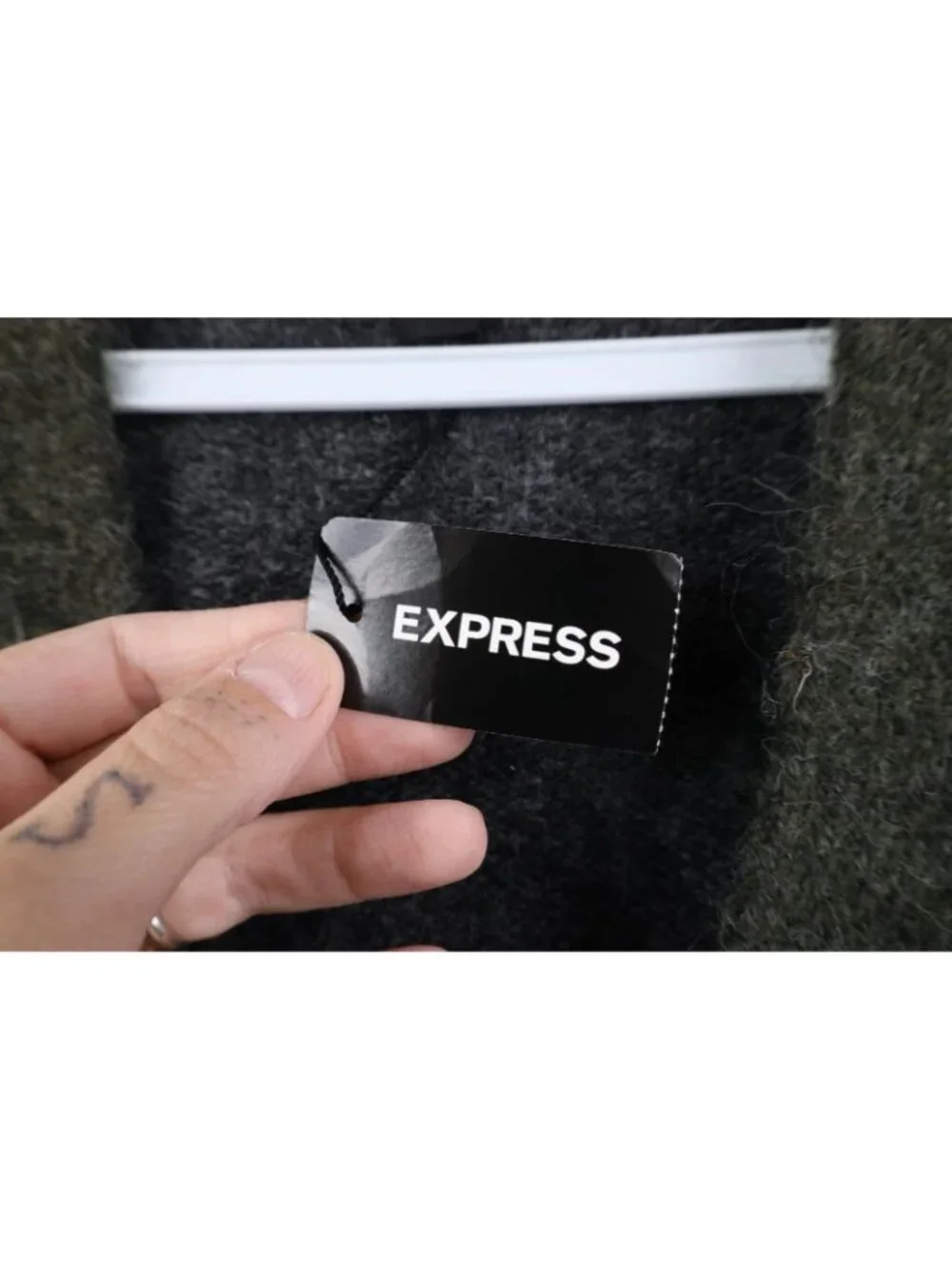 Deadstock Y2K Express Mens Medium Wool Blend Mohair Shag Cardigan Sweater Green